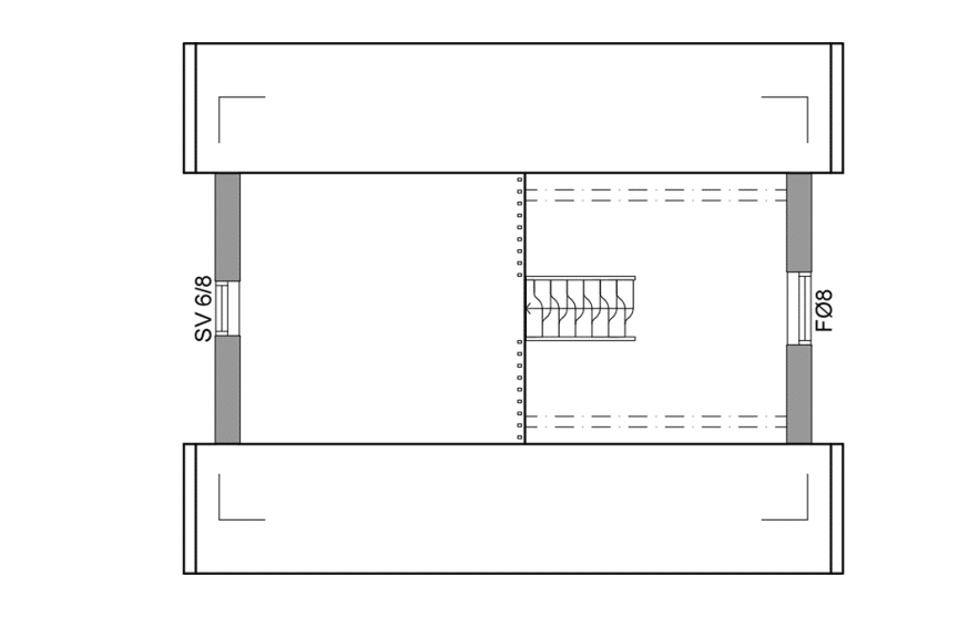 Planritning loftplan fritidshus med loft 24 kvm Agö 35-30 spegelvänd