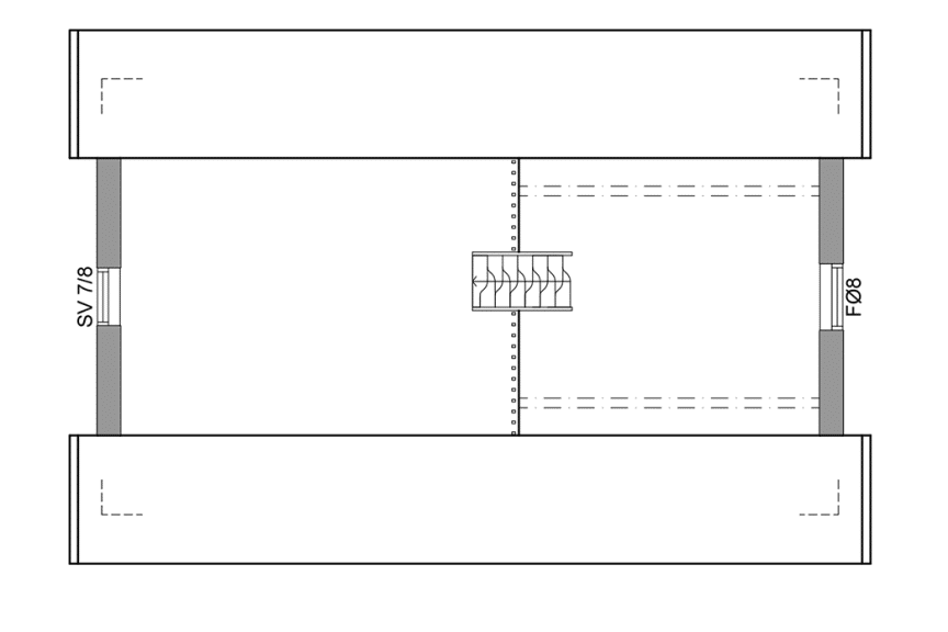 Planritning loftplan fritidshus med loft 39 kvm Agö 35-46 spegelvänd