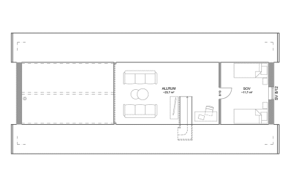 Planritning loftplan fritidshus med loft 113 kvm Alster 35-103 FHV spegelvänd