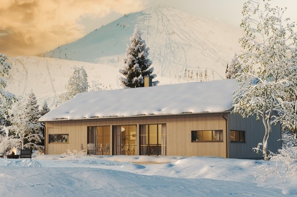 Husserien Järvsö - moderna fjällstugor enplanshus