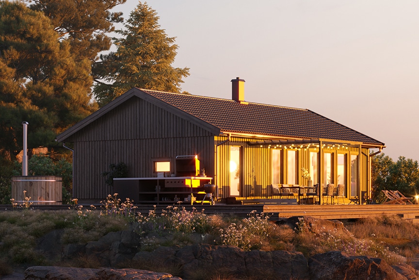 Sandhamn 23-95, enplans fritidshus 84 kvm i skärgårdsmiljö inzoomad