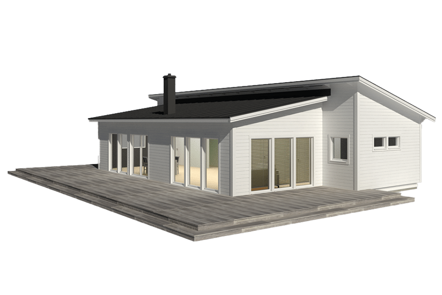 Attityd 135, modernt enplanshus med pulpettak 113 kvm
