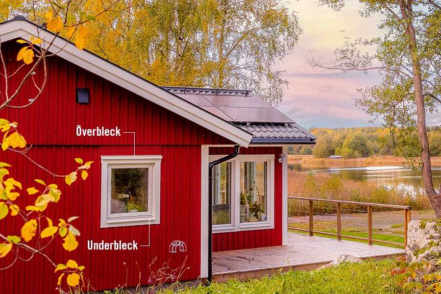 Färger överbleck underbleck Ängnö rött med vita knutar