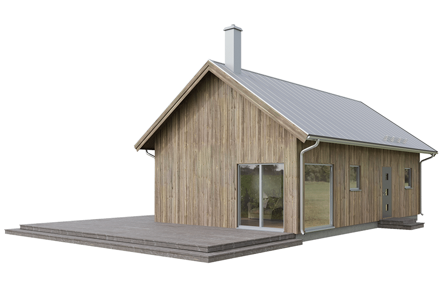 Naturligt träfärgat ladhus lofthus med metallictak Alster 35-68 FHV