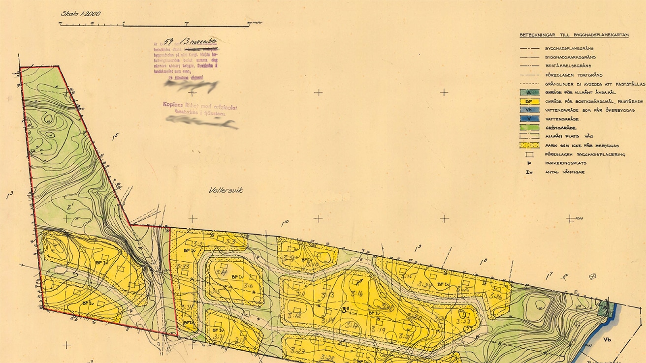 Exempel på en plankarta från en gammal detaljplan