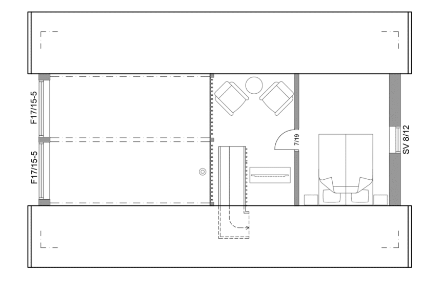 Planritning loftplan fritidshus med loft 70 kvm Agö 35-68 FHV