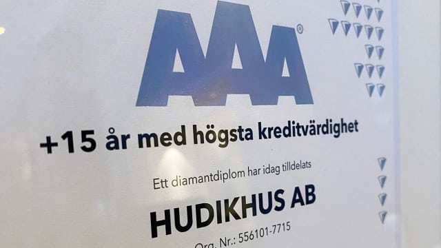 Hudikhus AB AAA kreditvärdighet diamantdiplom