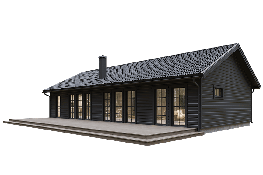 Marsfjäll fjällstuga timmerhus enplanshus 107 kvm